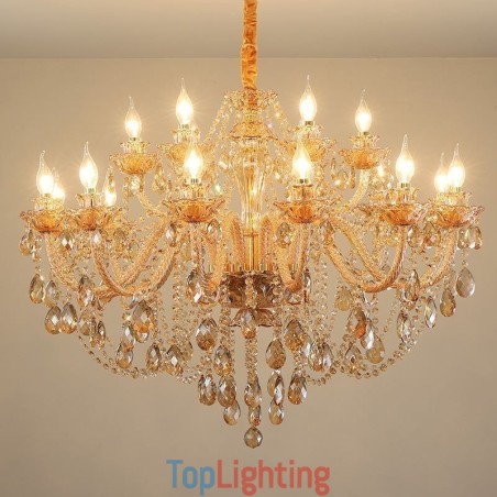 European Crystal Chandelier Luxury Cognac Pendant Light European Crystal Chandelier Luxury Cognac Pendant Light