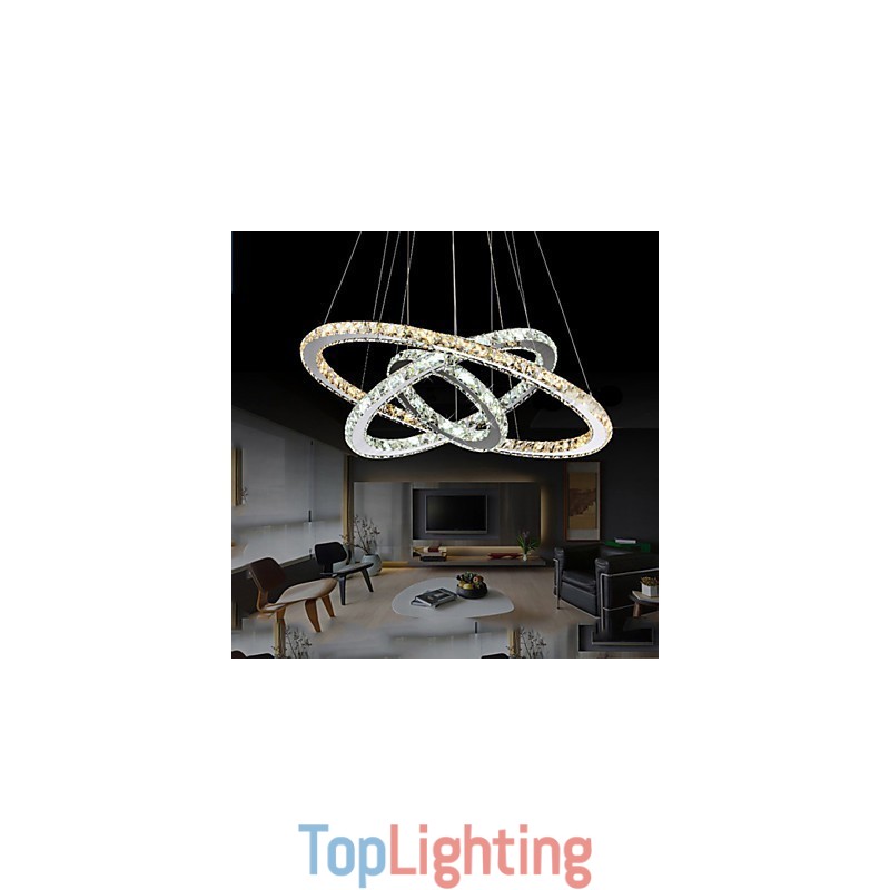 Pendant Lamps Amber and Clear K9 Crystal Chandelier Lights Lighting with 3 Ring