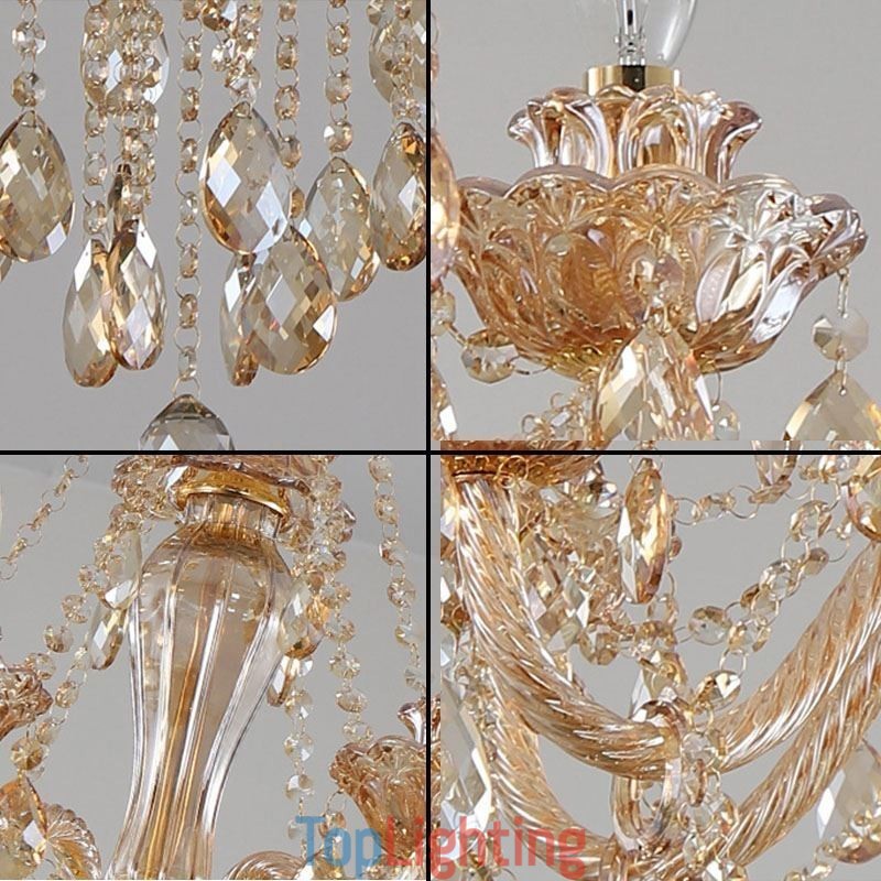 European Crystal Chandelier Luxury Cognac Pendant Light
