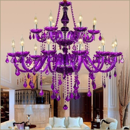 European Style Crystal Chandelier Purple Pendant Light European Style Crystal Chandelier Purple Pendant Light