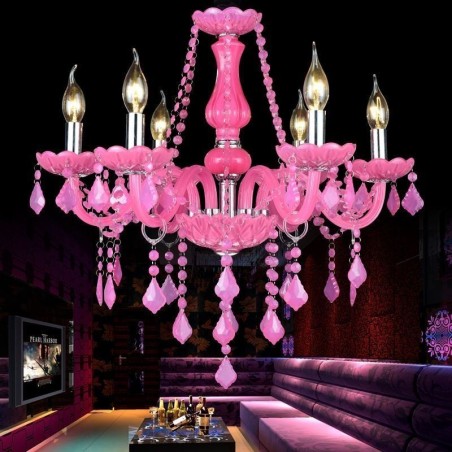 European Style Crystal Chandelier Pink Pendant Light Romantic European Style Crystal Chandelier Pink Pendant Light Romantic
