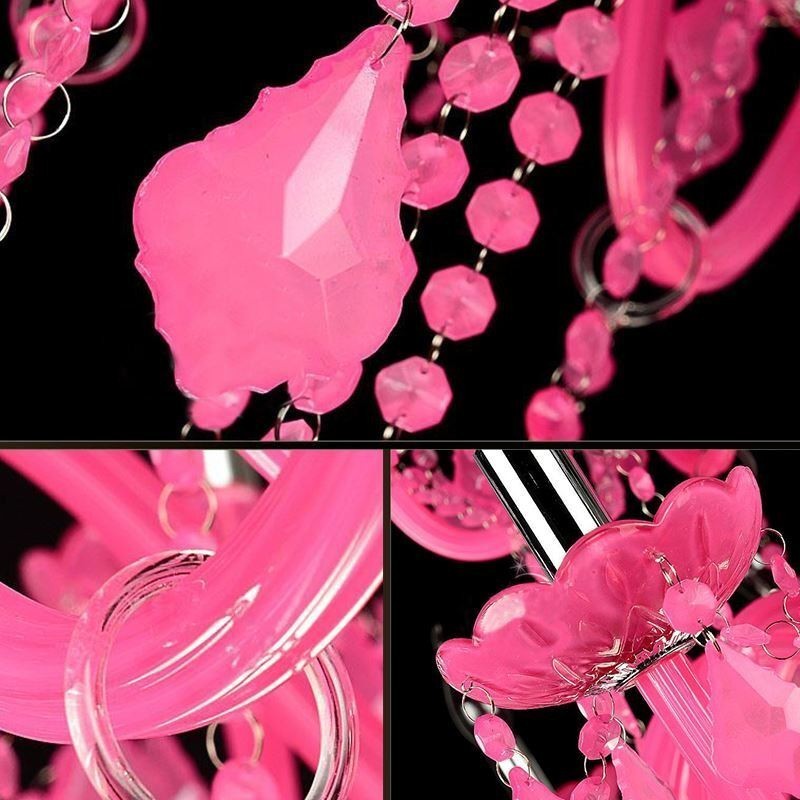 European Style Crystal Chandelier Pink Pendant Light Romantic