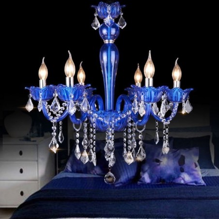 European Style Crystal Chandelier Blue Crystal Glass Pendant Light European Style Crystal Chandelier Blue Crystal Glass Pendant Light