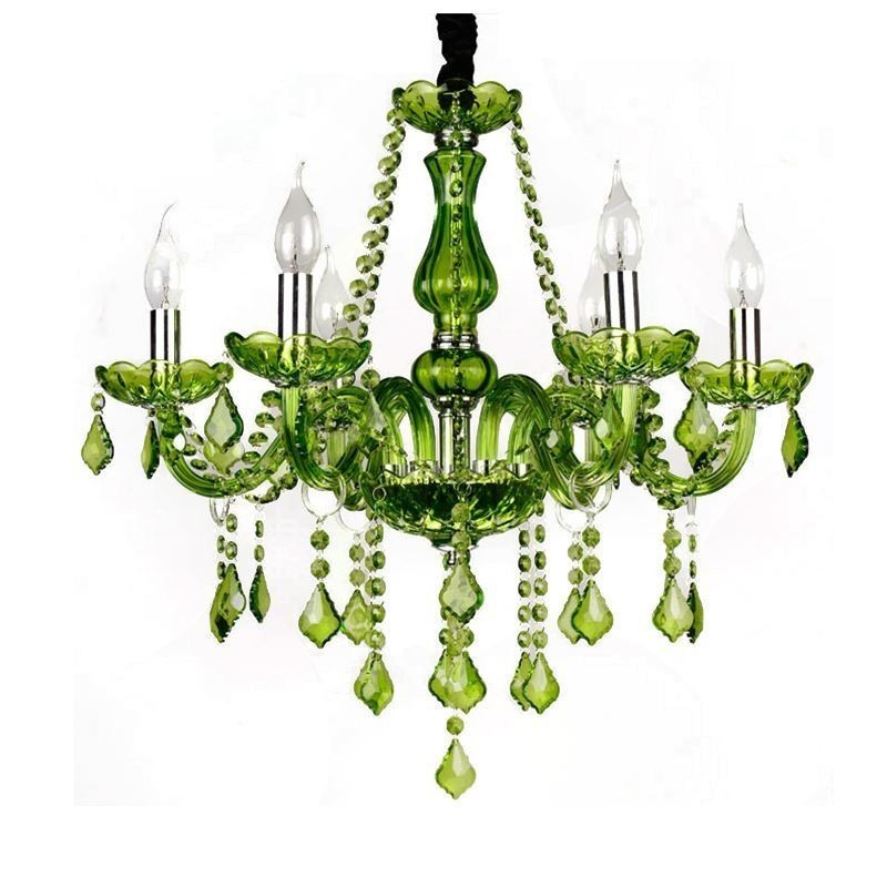 European Style Crystal Chandelier Unique Green Pendant Light