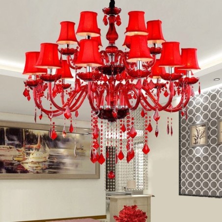 Crystal Chandelier European Red Colour Pendant Light Crystal Chandelier European Red Colour Pendant Light