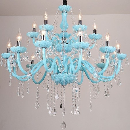 European Large Crystal Chandelier Blue Colour Pendant Light European Large Crystal Chandelier Blue Colour Pendant Light