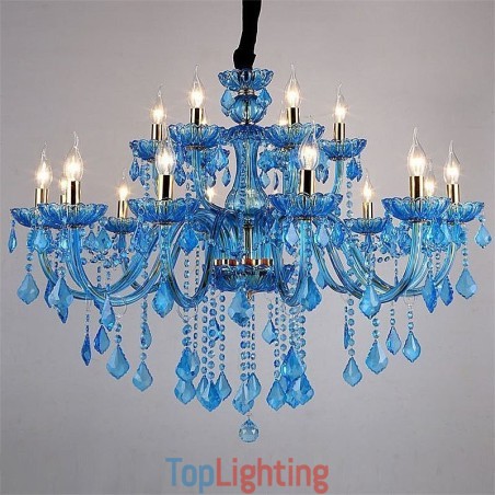 Elegant Crystal Chandelier European Blue Pendant Light Elegant Crystal Chandelier European Blue Pendant Light
