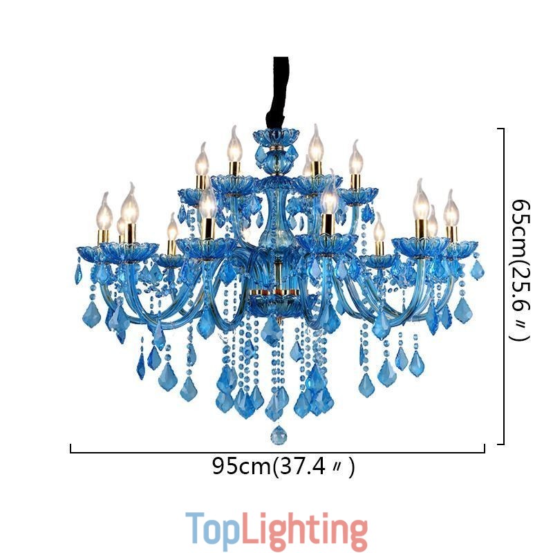 Elegant Crystal Chandelier European Blue Pendant Light
