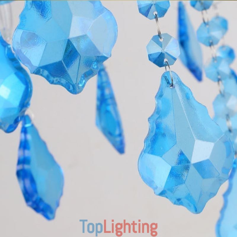 Elegant Crystal Chandelier European Blue Pendant Light