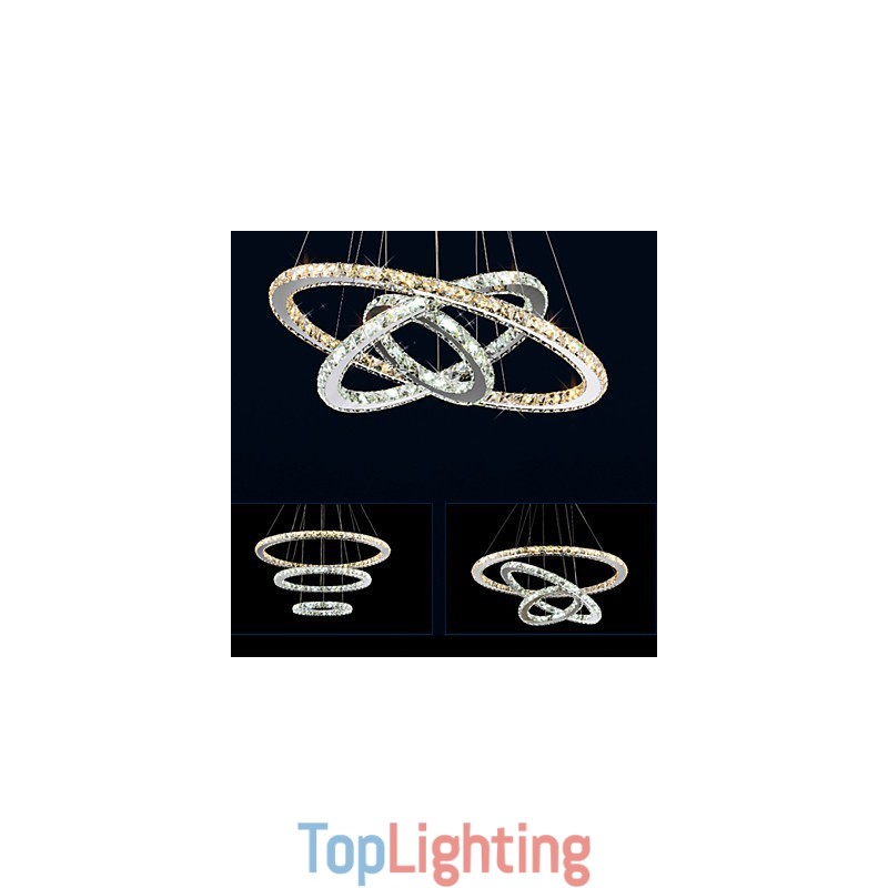 Pendant Lamps Amber and Clear K9 Crystal Chandelier Lights Lighting with 3 Ring