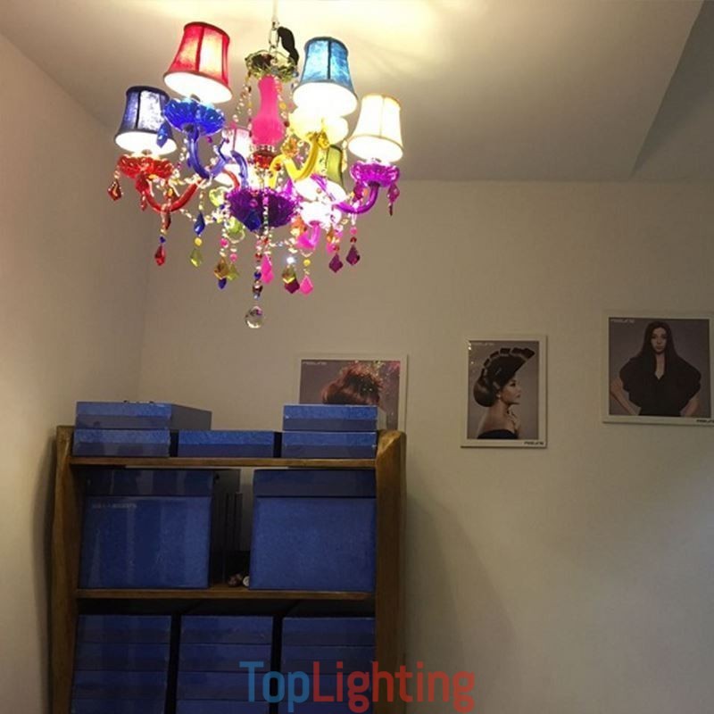 Large Colourful Crystal Chandelier European Pendant Light