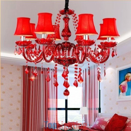 Luxury Crystal Chandelier European Red Colour Pendant Light Luxury Crystal Chandelier European Red Colour Pendant Light