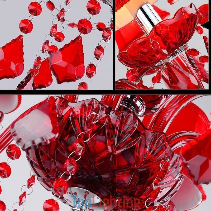 Luxury Crystal Chandelier European Red Colour Pendant Light