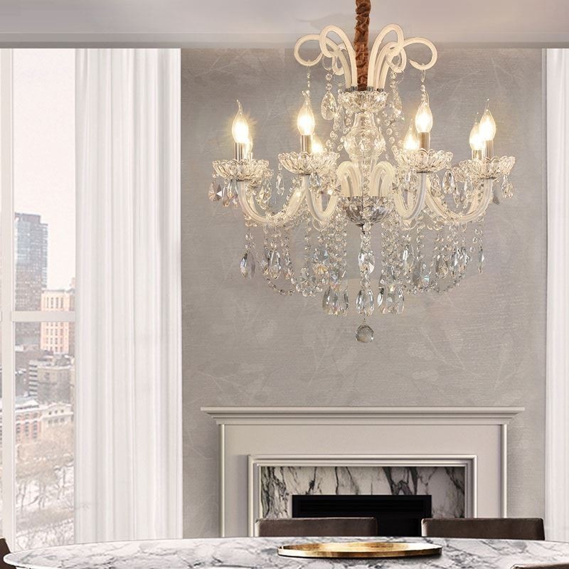 Elegant Crystal Chandelier European White Colour Pendant Light