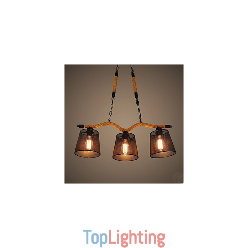 Retro Creative Three Pastoral head Rope Chandelier
