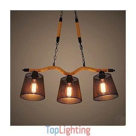 Retro Creative Three Pastoral head Rope Chandelier Retro Creative Three Pastoral head Rope Chandelier
