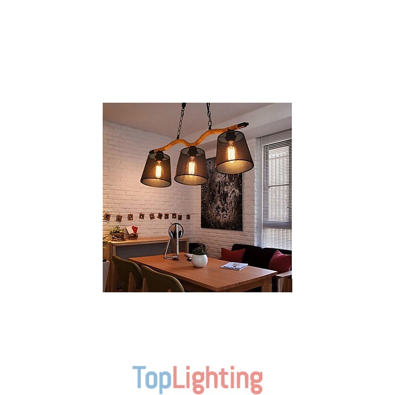 Retro Creative Three Pastoral head Rope Chandelier