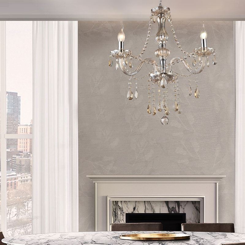 Crystal Chandelier European Cognac Colour Glass Pendant Light