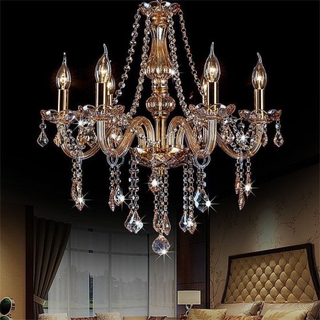 European Crystal Chandelier Luxury Amber Colour Pendant Light European Crystal Chandelier Luxury Amber Colour Pendant Light
