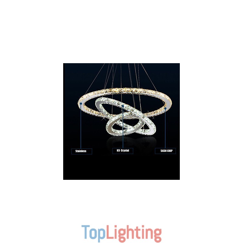 Pendant Lamps Amber and Clear K9 Crystal Chandelier Lights Lighting with 3 Ring