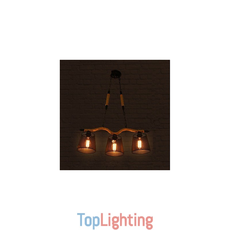 Retro Creative Three Pastoral head Rope Chandelier