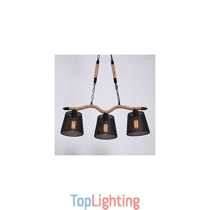 Retro Creative Three Pastoral head Rope Chandelier