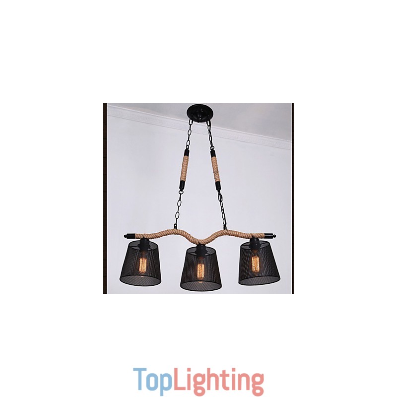 Retro Creative Three Pastoral head Rope Chandelier