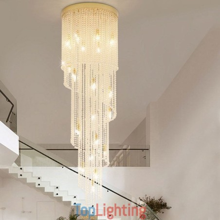 Modern Crystal Chandelier Luxury Staircase Crystal Ceiling Light With 19 Lights Modern Crystal Chandelier Luxury Staircase Crystal Ceiling Light With 19 Lights