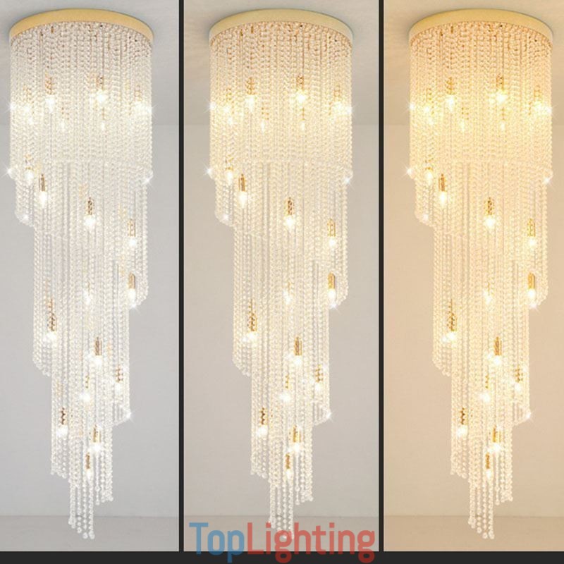 Modern Crystal Chandelier Luxury Staircase Crystal Ceiling Light With 19 Lights