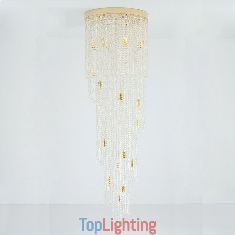 Modern Crystal Chandelier Luxury Staircase Crystal Ceiling Light With 19 Lights