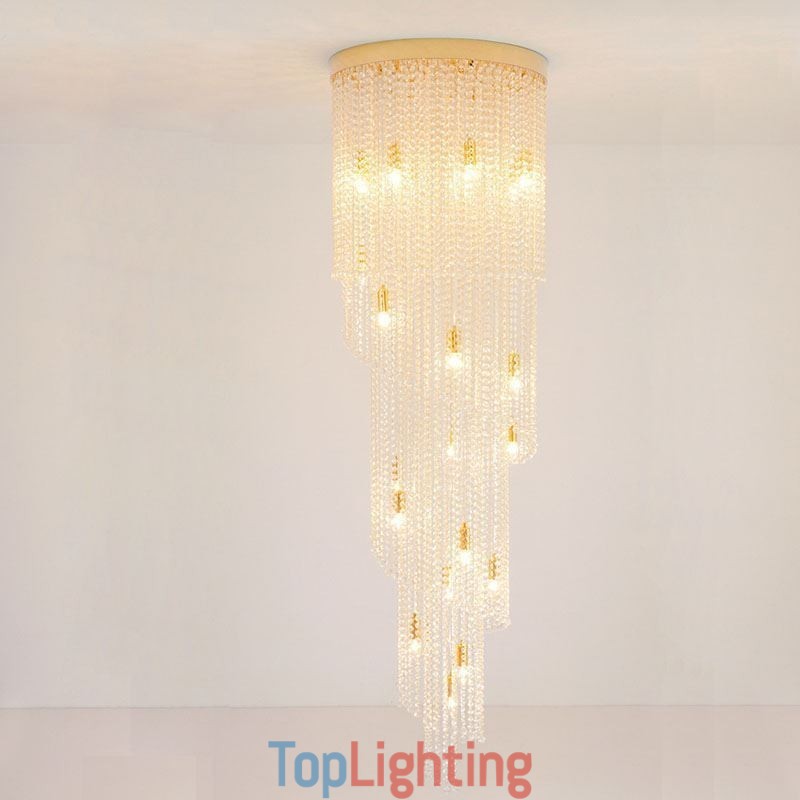 Modern Crystal Chandelier Luxury Staircase Crystal Ceiling Light With 19 Lights