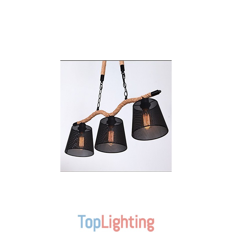 Retro Creative Three Pastoral head Rope Chandelier