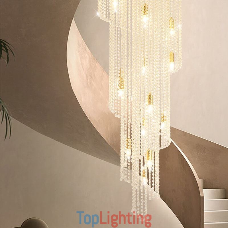 Modern Crystal Chandelier Luxury Staircase Crystal Ceiling Light With 19 Lights