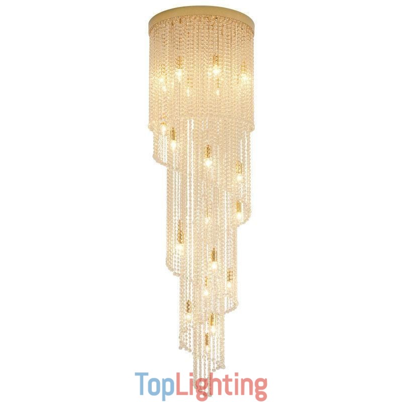 Modern Crystal Chandelier Luxury Staircase Crystal Ceiling Light With 19 Lights