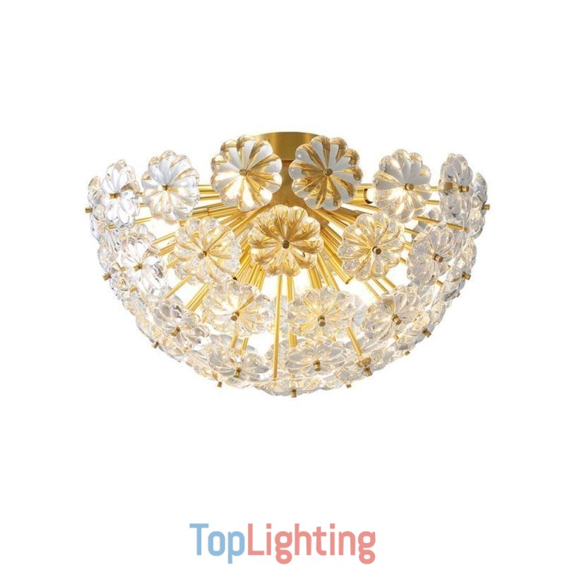 Semi Circle Glass Flush Mount Modern Decorative Flower Shaped Ceiling Light