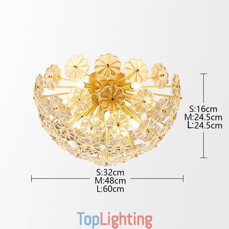 Semi Circle Glass Flush Mount Modern Decorative Flower Shaped Ceiling Light