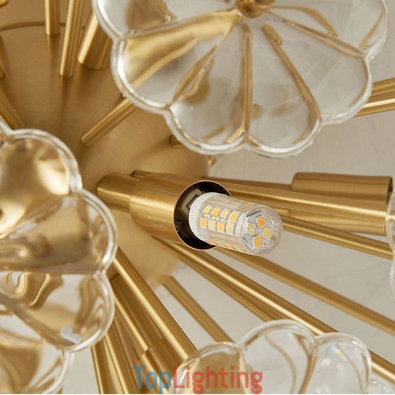 Semi Circle Glass Flush Mount Modern Decorative Flower Shaped Ceiling Light