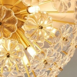 Semi Circle Glass Flush Mount Modern Decorative Flower Shaped Ceiling Light