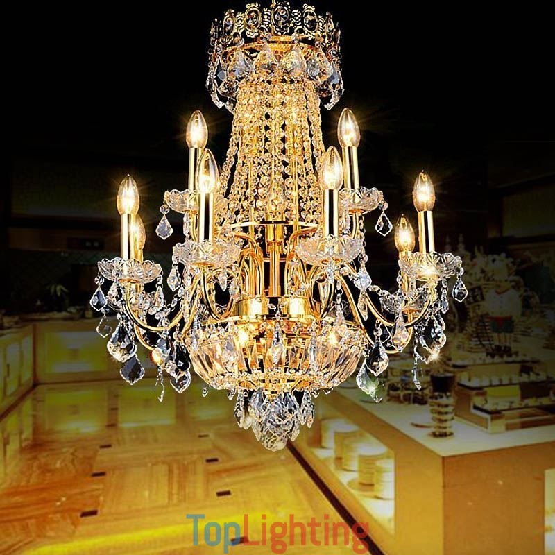European Luxury Crystal Chandelier Duplex Stair Pendant Light