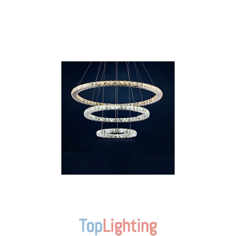 Pendant Lamps Amber and Clear K9 Crystal Chandelier Lights Lighting with 3 Ring