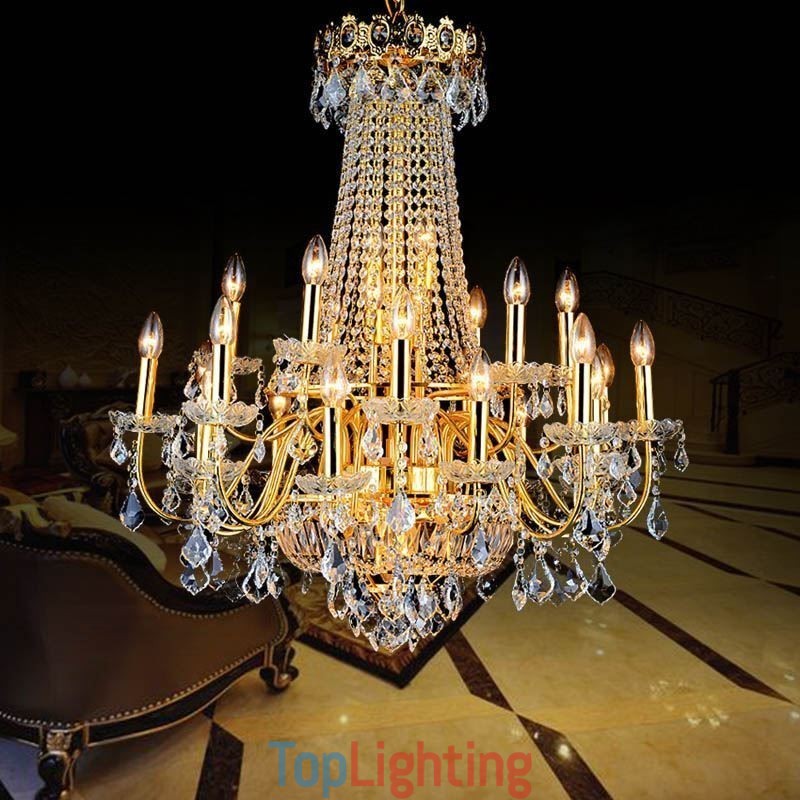 European Luxury Crystal Chandelier Duplex Stair Pendant Light