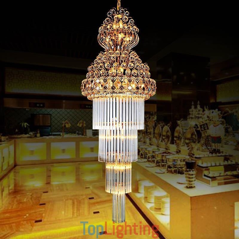 Retro Crystal Empire Chandelier Luxury Long Pendant