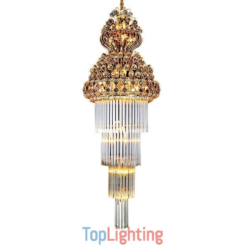 Retro Crystal Empire Chandelier Luxury Long Pendant
