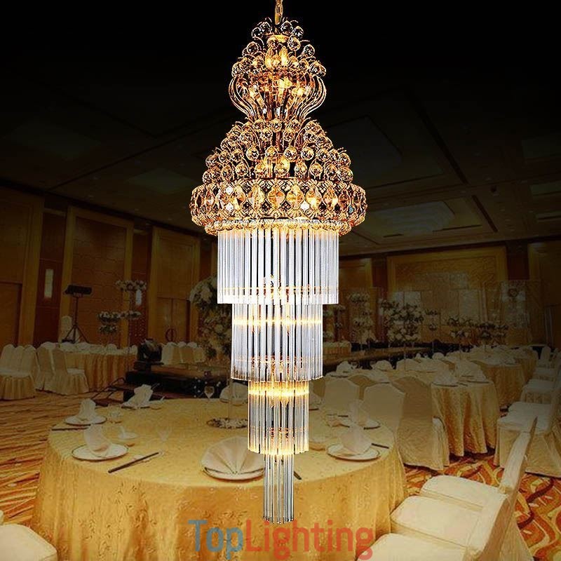 Retro Crystal Empire Chandelier Luxury Long Pendant