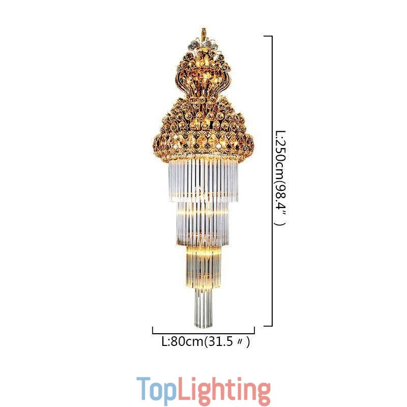 Retro Crystal Empire Chandelier Luxury Long Pendant