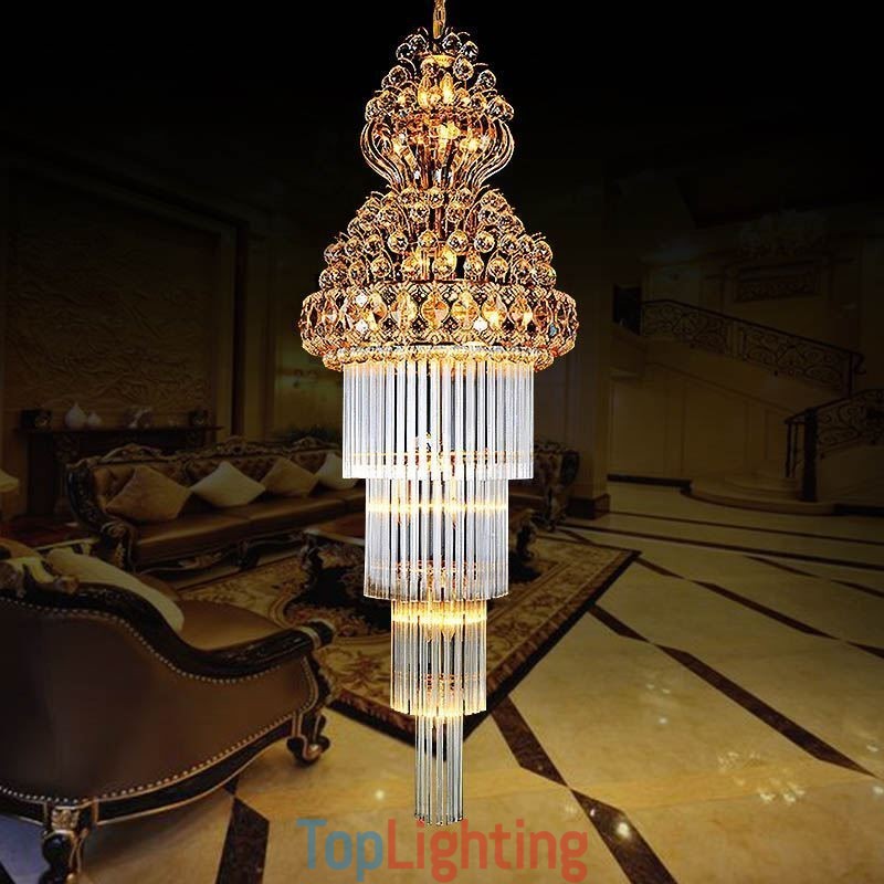 Retro Crystal Empire Chandelier Luxury Long Pendant