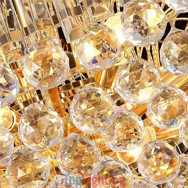 European Crystal Empire Chandelier Large Gold Colour Pendant Light