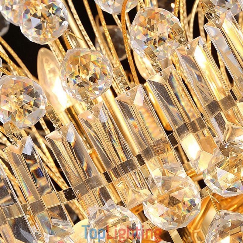 European Crystal Empire Chandelier Large Gold Colour Pendant Light