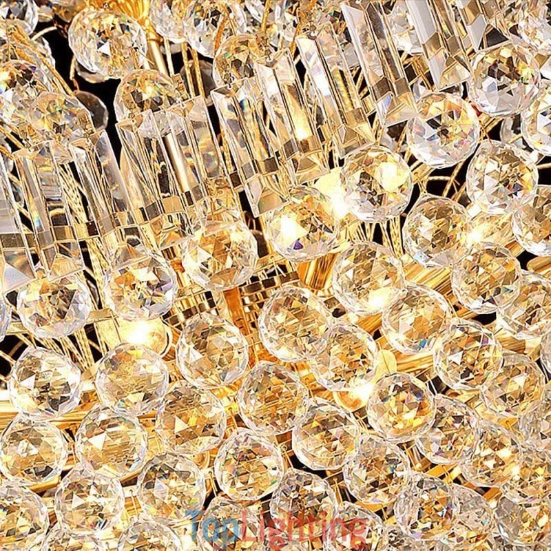European Crystal Empire Chandelier Large Gold Colour Pendant Light