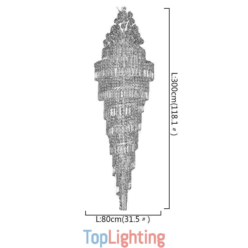 Elegant Crystal Empire Chandelier European Luxury Long Pendant